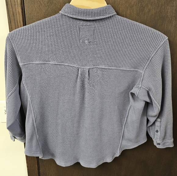 Aerie LumberJane Waffle Shirt Oversized Relaxed Size S Purple Blue - Picture 5 of 11